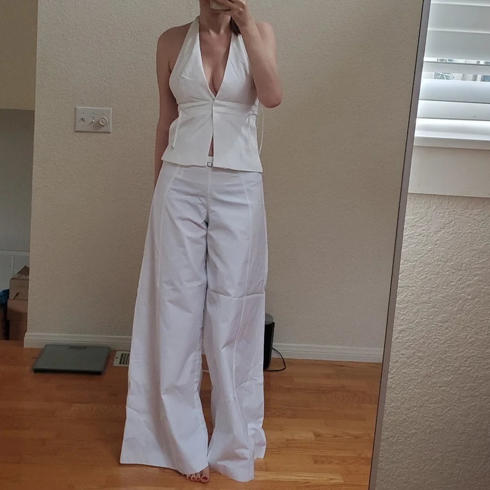 Zara Palazzo Wide White Pants
